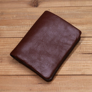 Vintage Leather Bi-fold Zipper Wallet
