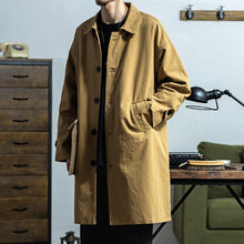 Load image into Gallery viewer, Retro Khaki Long Trench Coat
