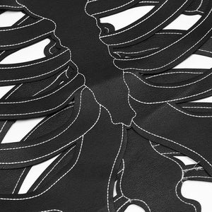 Embroidered Skeleton PU Leather Vest