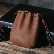 Load image into Gallery viewer, Handmade Leather Coin Drawstring Wallet
