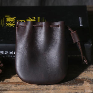 Handmade Leather Coin Drawstring Wallet