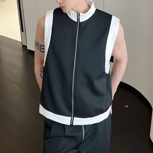 Contrast Sleeveless Zip Vest