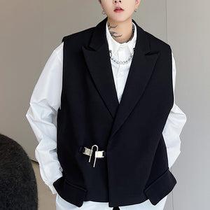 Metal Button Suit Collar Vest