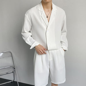 Suit Collar Shirt And Shorts Set