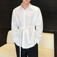 Load image into Gallery viewer, Belted Long Sleeve Loose Shirt
