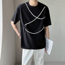 Load image into Gallery viewer, Contrast Color Drawstring Shoulder Pads T-Shirt
