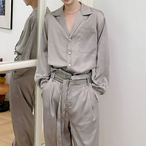 Silky Satin Shirt Trousers