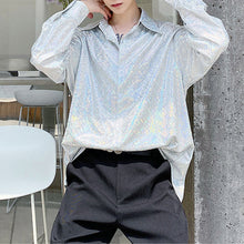 Load image into Gallery viewer, Button Loose Lapel Silver Shirt
