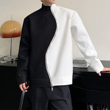 Load image into Gallery viewer, Contrast Color Mock Collar Zipper Sweatshirt
