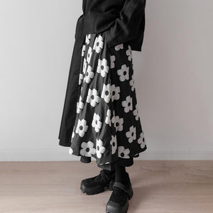 Dark Jacquard Double Panel Skirt