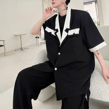Load image into Gallery viewer, Contrast Lapel Short Sleeve Shirt Jacket
