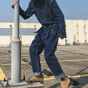 Denim Workwear Straight Jumpsuit