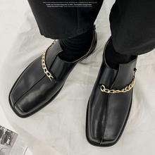 Load image into Gallery viewer, Square Toe Chain PU Leather Shoes
