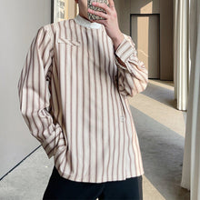 Load image into Gallery viewer, Stripes Metal Button Stand Collar Shirt
