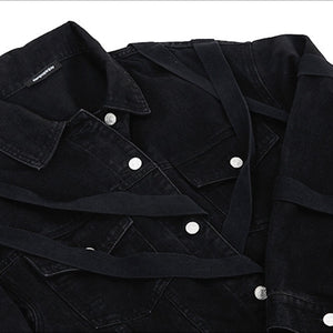 Ribbon Denim Long Sleeve Jacket