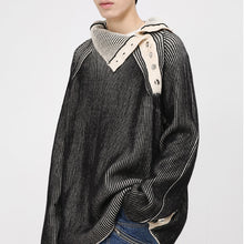Load image into Gallery viewer, Turtleneck Striped Button Sweater
