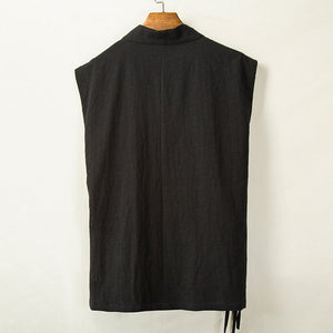 Cotton Linen Large Slanted Placket Vest