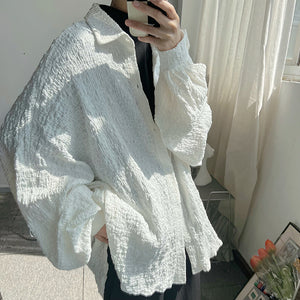 Retro Crinkled Dolman Sleeve Shirt