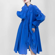 Load image into Gallery viewer, Ruched Balloon Sleeve Shirt Dress
