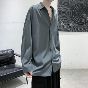 Simple Solid Color Drape Casual Shirt