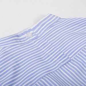 Blue Striped Casual Stand Collar Shirt