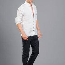 Load image into Gallery viewer, Stand-up collar Long-sleeved Linen Shirt
