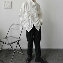 Load image into Gallery viewer, Vintage Turtleneck Big Pocket Loose Shirt
