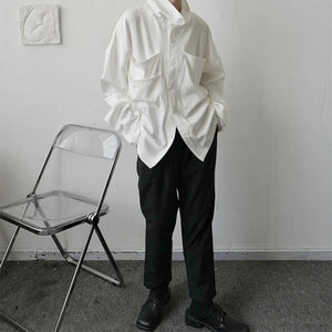 Vintage Turtleneck Big Pocket Loose Shirt