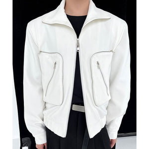 Turtleneck Double Zip Pocket Jacket