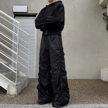 Load image into Gallery viewer, Dark Elastic Pleated Floor-length Trousers
