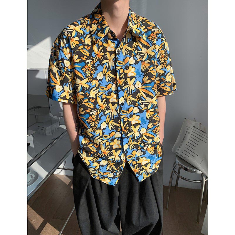 Hawaiian Vacation Floral Print Short Sleeve Shirt