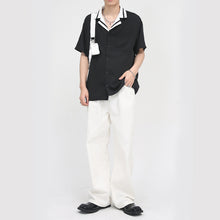 Load image into Gallery viewer, Contrast Striped Lapel Short Sleeve Shirt

