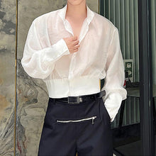 Load image into Gallery viewer, Thin Sheer Stand Collar Short Long Sleeve Shirts
