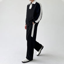 Load image into Gallery viewer, Waffle Contrast Polo Neck Long Sleeve Tracksuit
