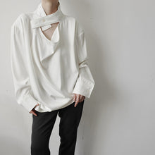 Load image into Gallery viewer, Solid Color Stand Collar Cutout Long Sleeve Shirt
