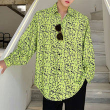 Load image into Gallery viewer, Floral Point Collar Loose Long Sleeve Shirt
