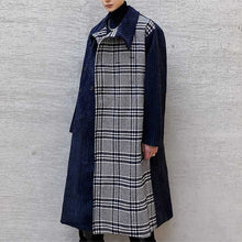 Load image into Gallery viewer, Corduroy Plaid Long Over-the-Knee Trench Coat
