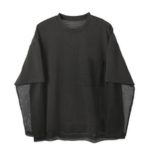 Load image into Gallery viewer, Thin Mesh Panel Crew Neck Long Sleeve T-Shirt
