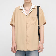 Load image into Gallery viewer, Contrast Striped Lapel Short Sleeve Shirt
