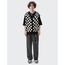 Load image into Gallery viewer, Checkerboard V-Neck Knit Cardigan
