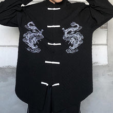 Load image into Gallery viewer, Vintage Buckle Stand Collar Dragon Embroidery Shirt
