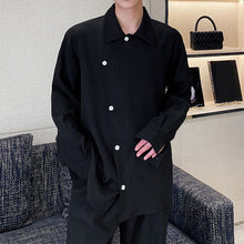 Load image into Gallery viewer, Slanted Placket Design Lapel Long-sleeved Shirt
