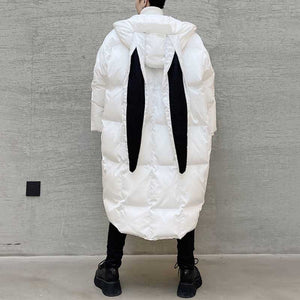Rabbit Ears Hooded Long Thickened Coat