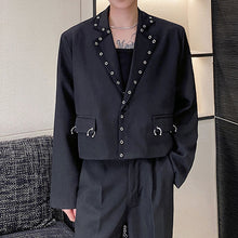 Load image into Gallery viewer, Eyelet Short Lapel Loose Blazer Wide Leg Trousers Two Piece Sets
