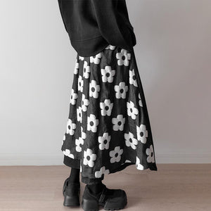 Dark Jacquard Double Panel Skirt