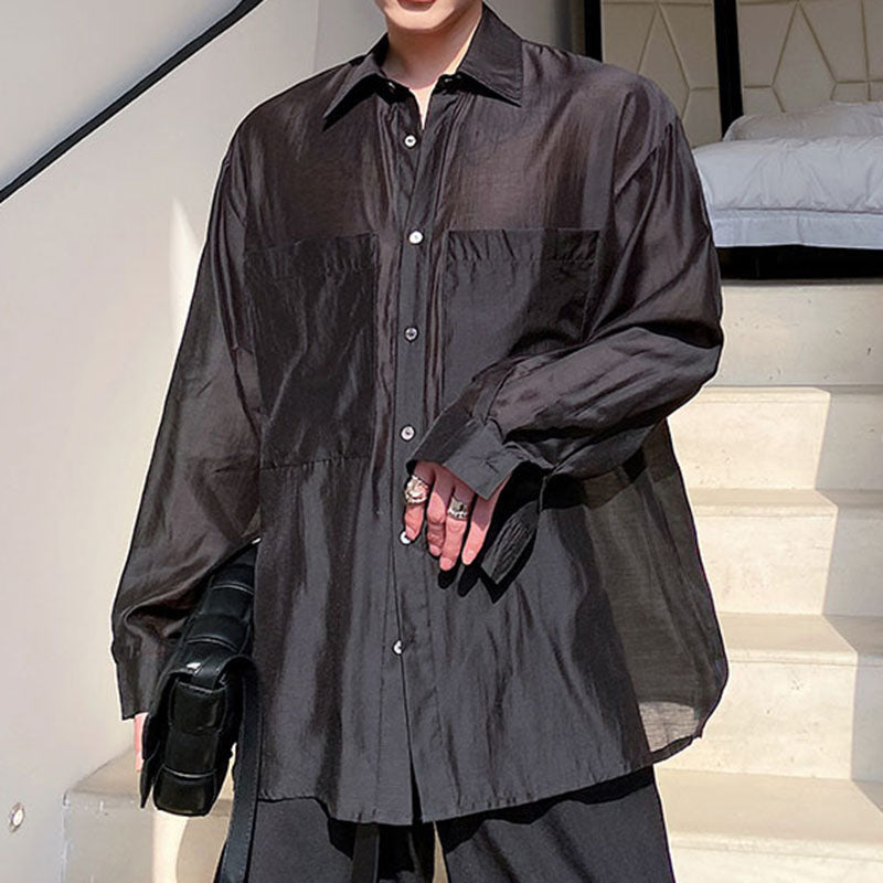 Sheer Organza Large Pocket Loose Shirt