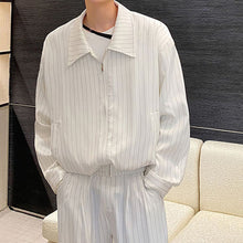 Load image into Gallery viewer, Pinstripe Large Lapel Work Jacket
