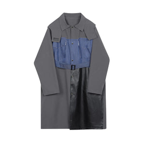 Fabric Patchwork Mid-length Trench Coat
