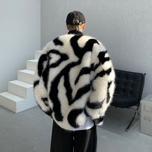 Load image into Gallery viewer, Zebra Print Plush Thick Coat
