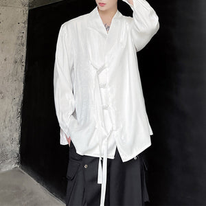 Retro Tang Suit Cord Button Long Sleeve Shirt